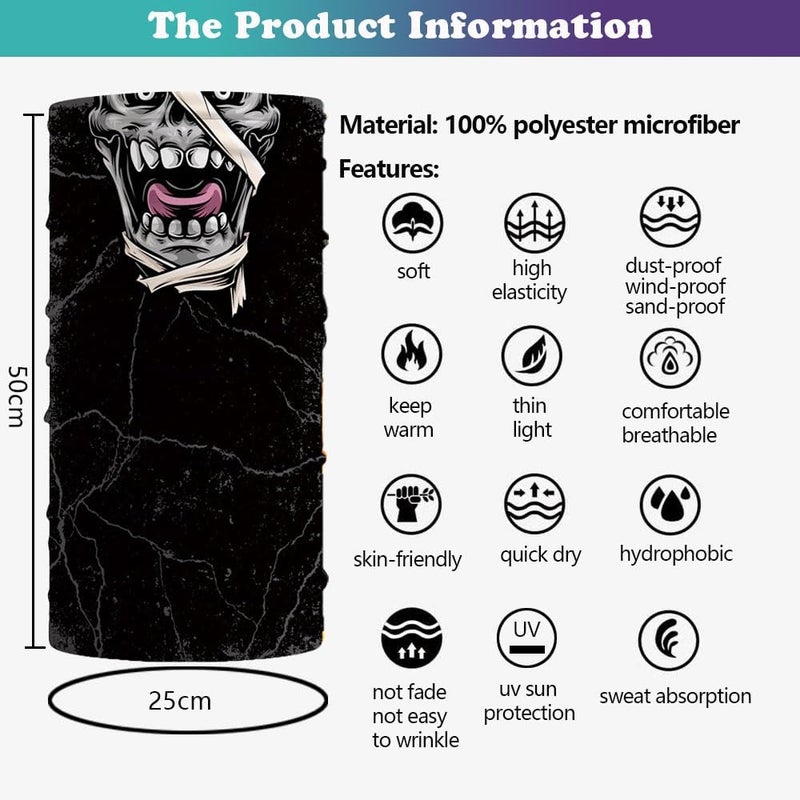 SIDAZON Neck Gaiter Mask,Bandana Gator Face Cover Mask Sun UV Protection,Neck Warmer Balaclava,Tube Face Scarf,Headband for Outdoor - Image 3